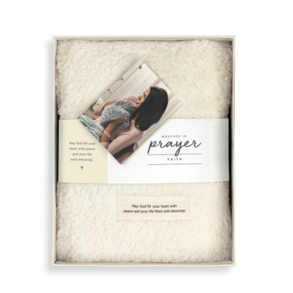 NWT Wrapped in Prayer Weighted Pillow with Pocket Cream- Faith- Bookmark, Boxed